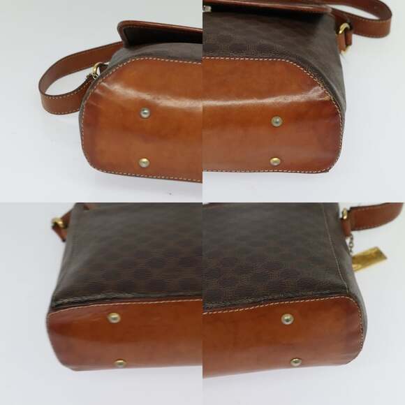 CELINE Macadam Canvas Shoulder Bag Pvc Leather Brown Gold - Picture 10 of 12